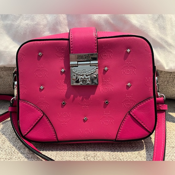 MCM Pink Leather Embellished Camera Bag - Picture 4 of 16
